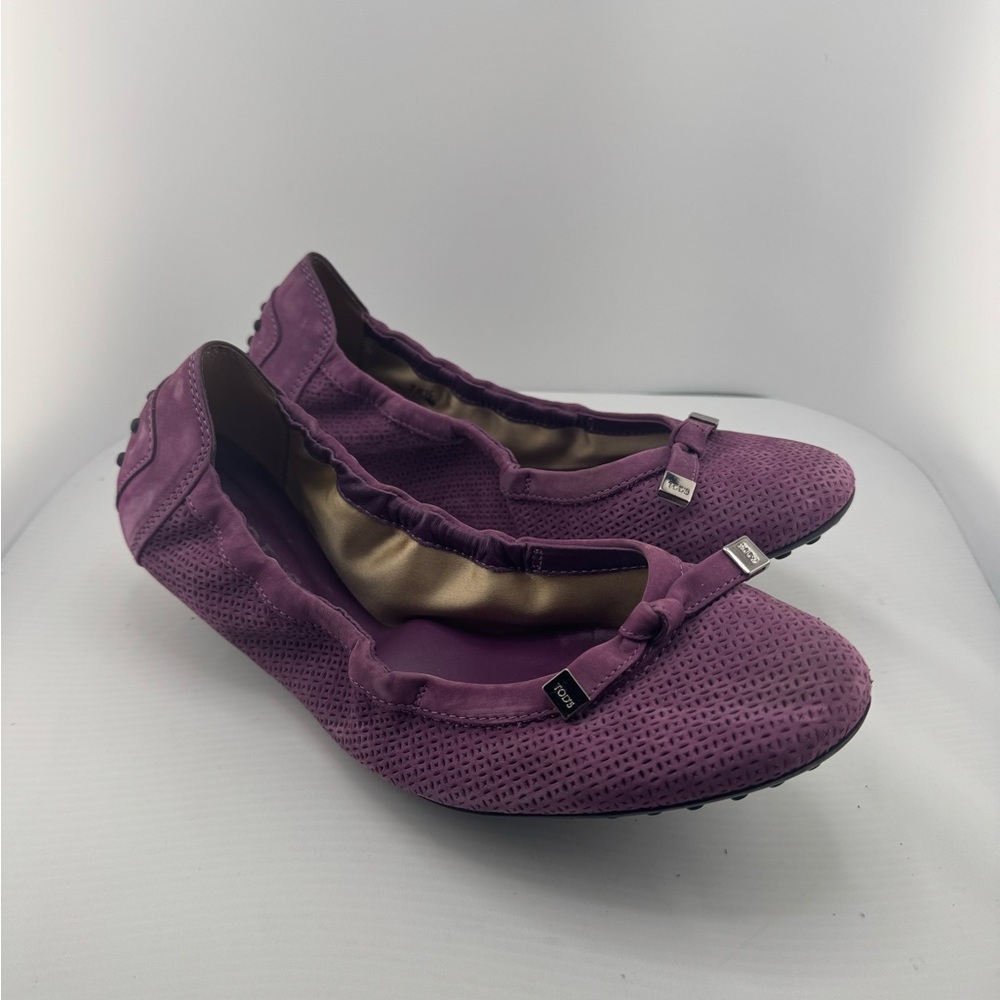 Tod's Purple Perforated Flats